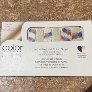 Color Street Glitter Nail Strips in White with Rainbow Confetti